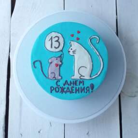 Торт на 13 лет девочке кошки мышки №201805