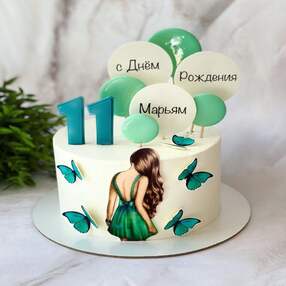 Торт на 11 лет девочке мятный №201432